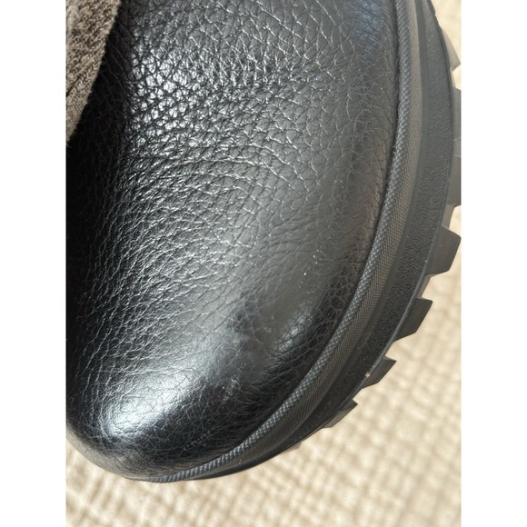 LOEFFLER RANDALL Gemma Leather Lug Sole Mule Womens 7 Black Chunky Sherpa Lined - Picture 9 of 10